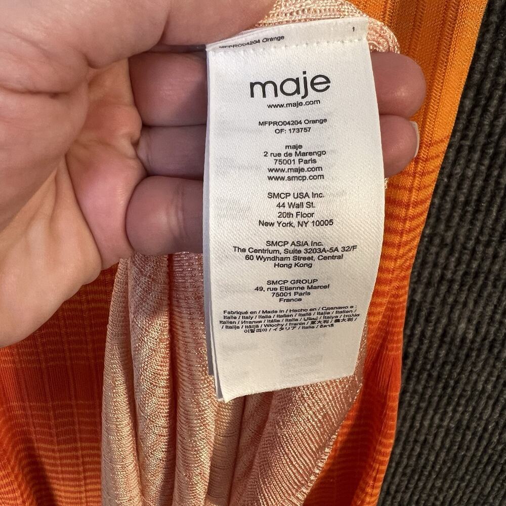 Maje Womens Tie Dye Knit Maxi Dress Size Small? Sleeveless Orange White - Picture 6 of 10